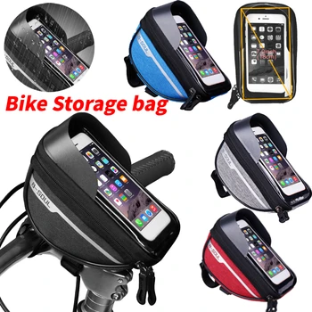Велосипедные сумки с сенсорным экраном с диагональю 6,3 дюйма MTB, сумка для велосипедной трубки, велосипедный руль, сумка для мобильного телефона, чехол, держатель для велосипеда