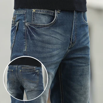 Винтажные дизайнерские мужские джинсы, высококачественные облегающие хлопковые джинсовые брюки, рваные джинсы для мужчин, дикие классические джинсы homme, Размер 28-40