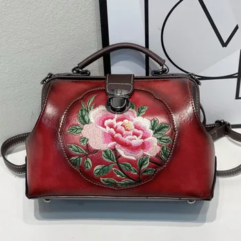 Женский рюкзак Cheongsam с вышивкой 2023, роскошная Большая кожаная сумка, женская сумка, женская сумка