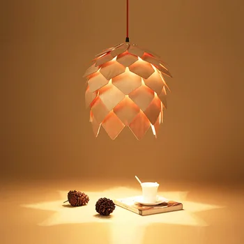 Nordic Creative Pineapple Art Lamp Log Hot Pot Shop, Бар, спальня, кабинет, ресторан, Отель, Атмосфера деревянного искусства, Подвесной светильник своими руками