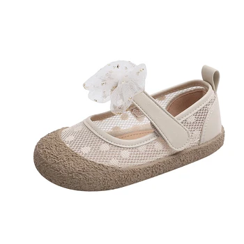 Новинка 2022 года, весенняя детская обувь для девочек, дышащая обувь принцессы с узлом-бабочкой, мягкая подошва, детская обувь для вечеринок на открытом воздухе.