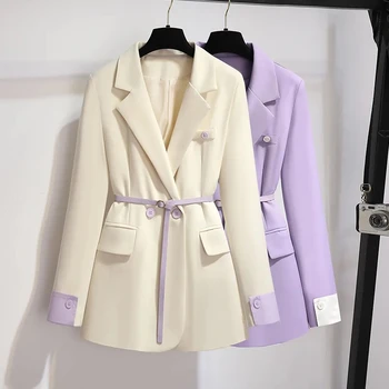 Ранняя весенняя мода, фиолетовый пиджак, женский Весна-осень 2023, Новый тренд, нишевый дизайн, маленький блейзер с высокой талией для отдыха
