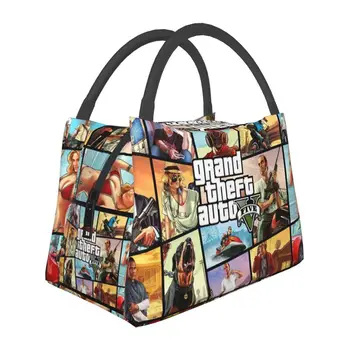 Видеоигра GTA 5 Изолированные сумки для ланча для женщин, водонепроницаемый охладитель Grand Theft Auto, термосумка для ланча, рабочая сумка для пикника