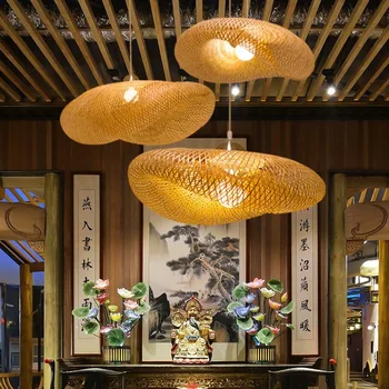 Бамбуковая люстра в китайском стиле, лампа для чайной комнаты Дзен, ресторан отеля Юго-Восточной Азии, японский бамбуковый подвесной светильник в домашнем стиле