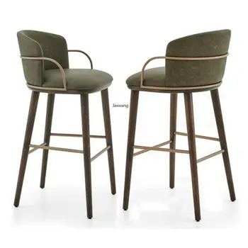 Изготовленная на заказ мебель для бара Nordic Модные Роскошные барные стулья Простой высокий табурет Кресло из кованого железа Гостиничные деревянные барные стулья GM
