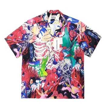 Рубашка WACKO MARIA с тигровым принтом Для мужчин и женщин 1: 1 Топовая версия Рубашки Повседневная Гавайская футболка с коротким рукавом