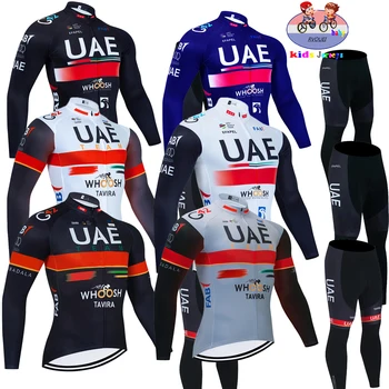 2023 Kids UAE Team Велоспорт Джерси Комплект С Длинным Рукавом Детская Велосипедная Одежда Гоночный Дорожный Велосипедный Костюм MTB Ropa de Ciclismo Para Niños