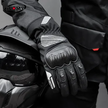 Мотоциклетные зимние перчатки, водонепроницаемые теплые байкерские перчатки для езды по бездорожью, защита от падения, ветрозащитное снаряжение для езды с сенсорным экраном для мужчин