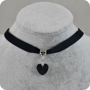 Модное горячее элегантное колье-чокер из бархатной ленты, черное ожерелье с подвеской в виде сердца, женские модные украшения для девочек