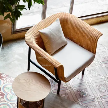 Легкие Роскошные Диваны для гостиной из ротанга Европейская мебель для гостиной Уличный Кофейный Дворик Простой домашний диван-кресло со спинкой