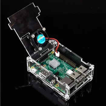 Raspberry PI 3B + Прозрачный акриловый чехол-накладка Shell Enclosure Box с вентилятором для Raspberry PI Model B и Model B+