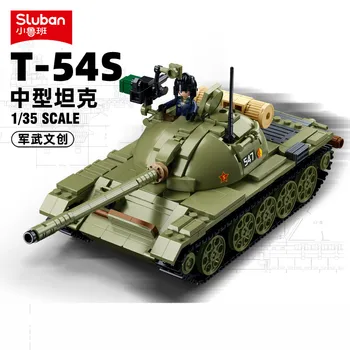Sluban 604PCS Военный танк T-54S Модель MBT Кирпичи Транспортное средство Оружие DIY креативные строительные блоки развивающие игрушки для детей