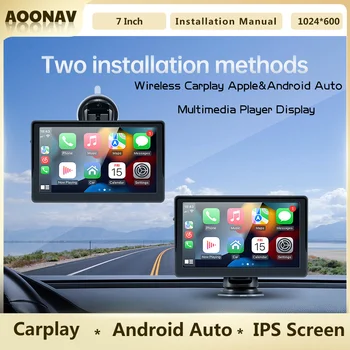 Универсальная модель автомобиля Беспроводной мультимедийный плеер Carplay Apple Android Auto Дисплей HD Сенсорный стереоэкран GPS Wifi FM-радио