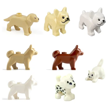 Совместим со строительными блоками LEGO Animals MOC, игрушками Family Pet Bricks, Золотистым ретривером / французской собакой Доу / Пятнистой собакой