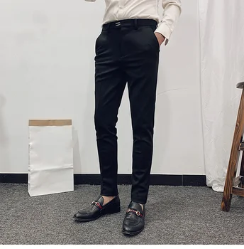 Мужские брюки для делового костюма, повседневные брюки, мужские модные высококачественные узкие официальные брюки, весенне-летние официальные рабочие брюки 28-36