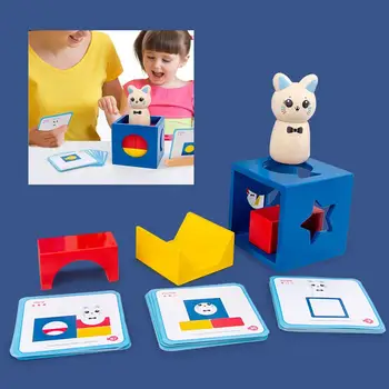 Волшебная шкатулка с кроликом, деревянные геометрические животные, строительные блоки, настольная игра, детская игрушка, интерактивные развивающие игры для родителей и детей, подарки