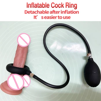 Съемное Надувное кольцо для члена, Задерживающее эякуляцию, Яички, Растяжитель для связывания мяча, Эрекция пениса насосом, секс-игрушка для мужской мастурбации