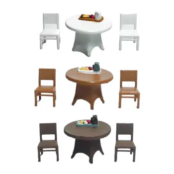 3 предмета, набор настольных стульев 1/64, макет железной дороги, миниатюрные сцены, декор