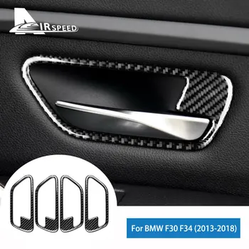 4шт углеродного волокна для BMW 3 серии F30 F34 2013 2014 2015 2016 2017 2018 Аксессуары Внутренняя отделка дверной ручки автомобиля Рамка наклейка