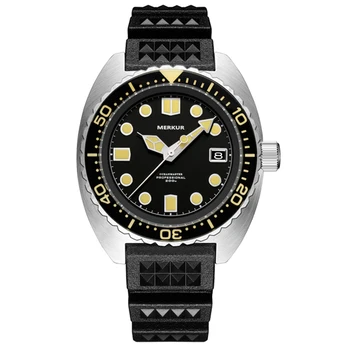 Merkur Skin Diver Watch Abalone Мужские автоматические часы NH35 20atm Резиновые суперсветящиеся часы Relogio Masculino