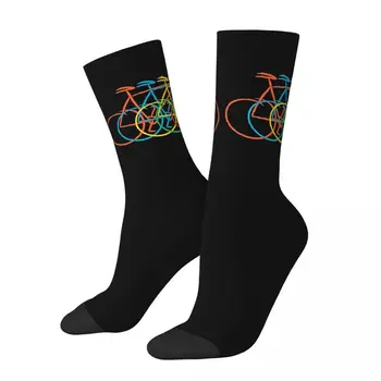 Забавный сумасшедший носок для мужчин, красочный велосипед в стиле хип-хоп харадзюку, с принтом счастливого рисунка, для мальчиков, носок для экипажа, подарок-новинка