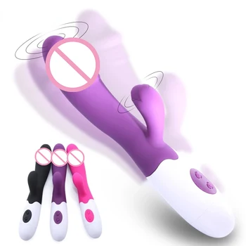 Фаллоимитатор G Spot Вибратор-кролик с двойной вибрацией 30 скоростей, массажер для женской вагины и клитора, секс-игрушки для взрослых, женский мастурбатор для пары