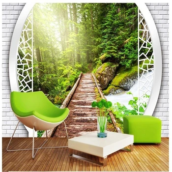 beibehang 3D обои спальня диван фреска обои гостиная ТВ фон обои лесной мост фотообои рулон