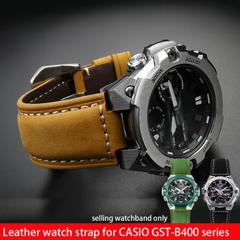 Выпуклый кожаный ремешок для часов CASIO G-Shock серии GST-B400/GST-B200 ремешок для часов из воловьей кожи аксессуары ремешок для часов 24 * 14 мм 24 * 16 мм