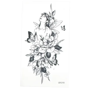 Маленькая наклейка с татуировкой в виде свежего цветка на руке, черная Роза, водонепроницаемая наклейка с черно-белой татуировкой в виде цветка