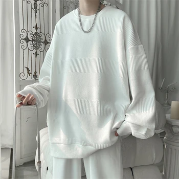 2023 Толстовки Жаккардовая Толстовка Мужской Белый пуловер Уличная Повседневная Модная одежда Мужская футболка в корейском стиле Harajuku Оверсайз