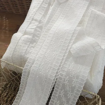 2 метра/лот 40 мм Белая хлопчатобумажная кружевная лента с цветочной вышивкой, ткань для шитья одежды, принадлежности для рукоделия, кружево