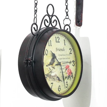 Двусторонние настенные часы Ретро антикварные станционные часы Европейские настенные подвесные часы Прямая поставка