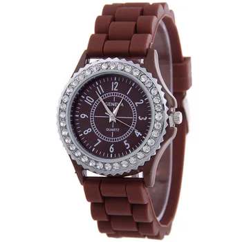 Горячие Продажи Geneva Brand Силиконовые Женские Часы Ladies Fashion Dress Кварцевые Наручные Часы Женские Часы Women Diamond Watch2022