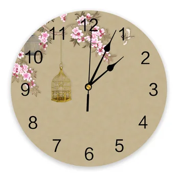 Цветок Птица Дерево Настенные часы Современный дизайн Украшение гостиной Кухня Бесшумные Часы Домашний декор