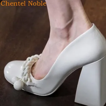 Бренд Chentel, Женские дизайнерские сексуальные туфли на высоком каблуке, женская обувь Mary Jane, Модная обувь для подиума, Женские туфли-лодочки 35-40 размера, белый