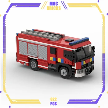 Строительные блоки Moc серии автомобилей, бельгийская модель двигателя пожарной машины, Технология Brick, Фирменный автомобиль, Игрушка 