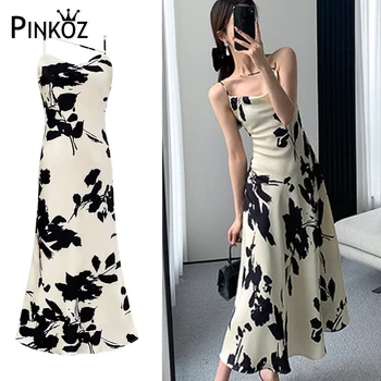 Pinkoz/ женская летняя дизайнерская повседневная уличная одежда с цветочным узором, платья трапециевидной формы миди, vestidos, шикарный халат.