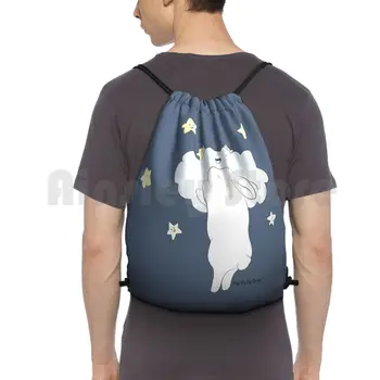 Рюкзак Sleepy Bunny Сумки на шнурке, спортивная сумка, водонепроницаемый рюкзак Sleepy Cloud Bunny, животные-кролики, Ночной сон, Пастель, Каваи, Мило