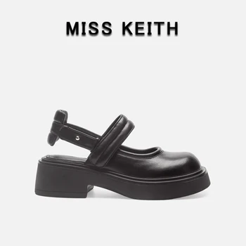 MISS KEITH 2023, Новые женские шлепанцы на массивном каблуке, женские туфли Мэри Джейн с круглым носком в ретро-стиле, модная повседневная женская обувь на плоской подошве с ремешком