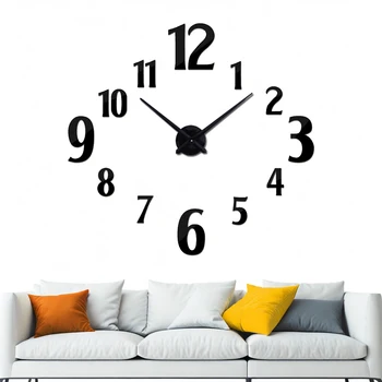 Сделай сам Простые цифровые часы современного дизайна, бесшумные настенные часы для офиса, гостиной, украшения для дома, настенные наклейки без перфорации, часы
