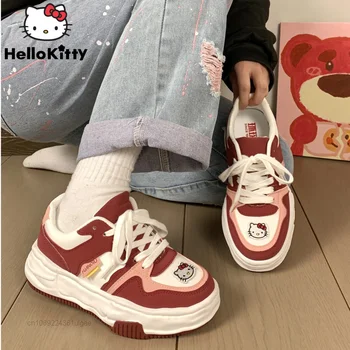 Женская спортивная обувь Sanrio Hello Kitty, кроссовки для отдыха Y2k, эстетичная обувь с милым мультяшным принтом, уличная повседневная обувь