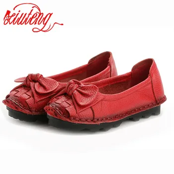 Xiuteng/ лоферы; удобные женские туфли на плоской подошве из натуральной кожи; женские повседневные туфли ручной работы с узлом-бабочкой; женские туфли на плоской подошве;