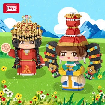 LOZ 8132 Серия для девочек из китайских этнических меньшинств, Маленькие Гранулированные игрушки из микроблоков, Собранная модель, украшения, Креативные поделки, Приятные подарки