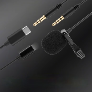 USB Type C 3,5 мм Мини Петличный Микрофон Всенаправленный Воротник с Лацканами Клип-микрофон для iPhone Android Смартфоны ПК Компьютер
