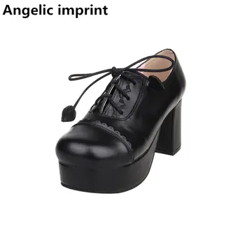 Ангельский отпечаток женщины, mori girl, обувь для косплея в стиле Лолиты, женские туфли-лодочки на высоком каблуке, женское платье принцессы, вечерние туфли, кружевное сердечко 33-47