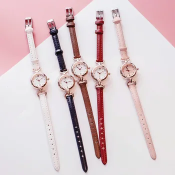 Женские модные кварцевые наручные часы, женские часы для девочек, простые кварцевые наручные часы с ремешком из искусственной кожи, мини-часы с тонким циферблатом