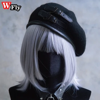 Черный шерстяной берет cute sweet woman повседневная универсальная шляпа Spicy girl Lolita Goth Harajuku Y2K Millennium головной убор