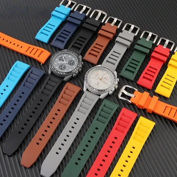 Новый Модный Ремешок для часов из фторкаучука 20 мм для Omega & Swatch Co-branded Joint MoonsSwatch С Откидной пряжкой, Ремешок Для Часов, Браслет