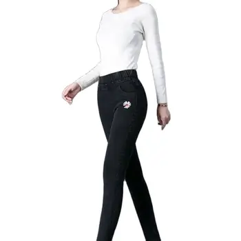 Верхняя одежда, леггинсы, новинка 2022 года, весенне-осенние обычные джинсы с высокой талией, женские эластичные облегающие повседневные брюки-карандаш, женские Шлепанцы