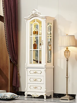 Винный шкаф с одной дверью в европейском стиле, гостиная, настенная витрина, декоративный шкаф, французская роскошная резьба
